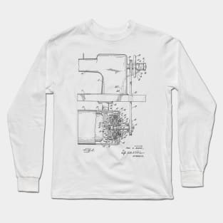 Power Transmission System for Sewing Machine Vintage Patent Hand Drawing Long Sleeve T-Shirt